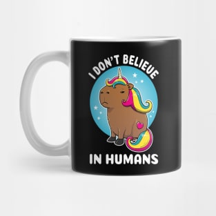 I don't believe in humans Cartoon Capybara Unicorn Mug